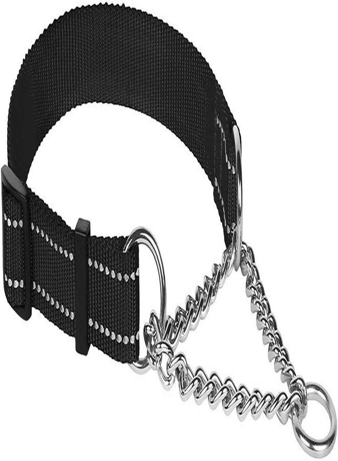Petlicious & More® (Size - Large, Thickness - 1.25" Inch) Martingale Collar Reflective Choke Collar for Large Dogs (Adjustable 18-26" Inch Neck Size, Color Black) - Image 3